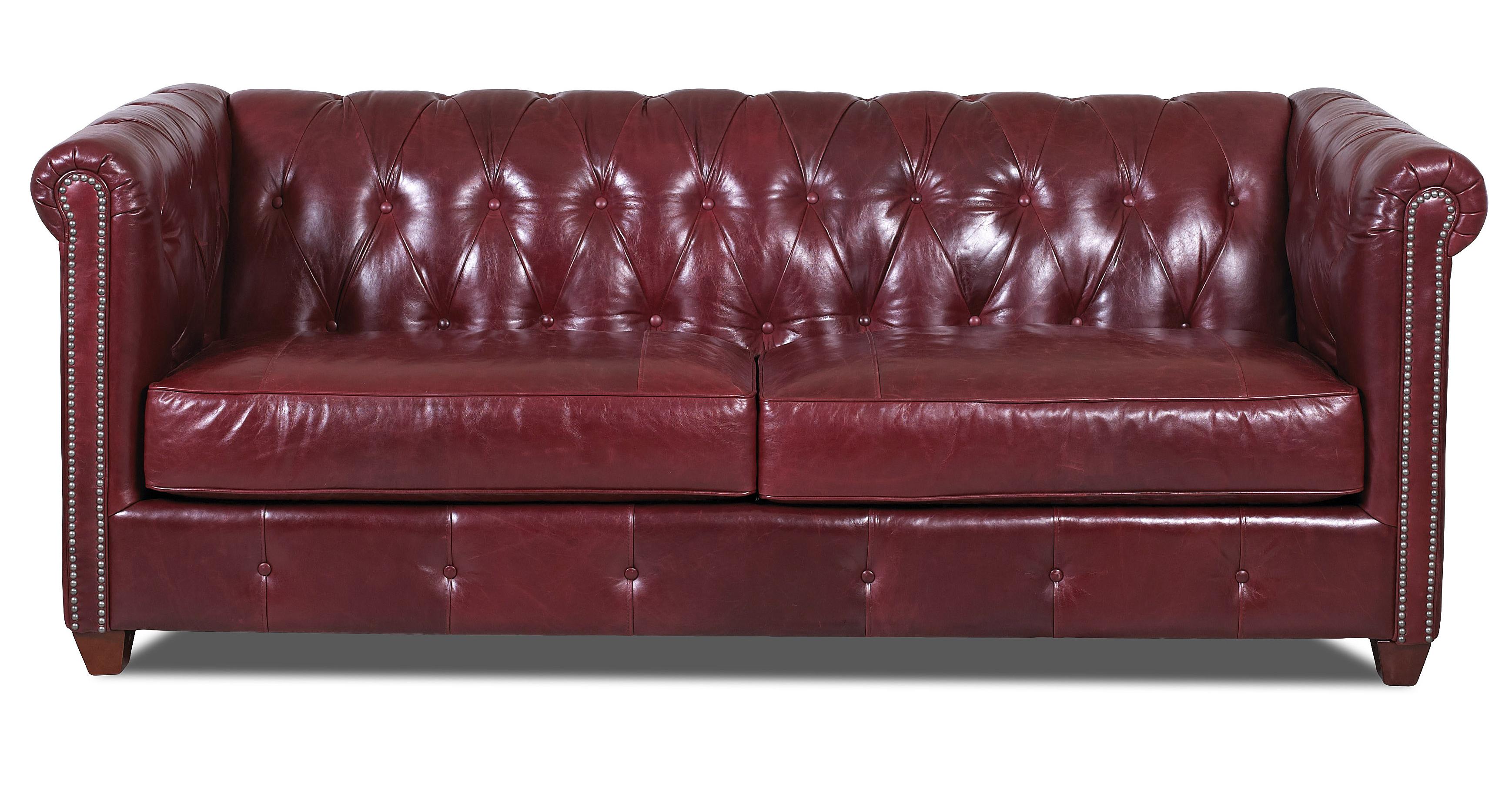 Klaussner Beech Mountain Traditional Chesterfield Sofa with Nailhead Trim and Down Blend